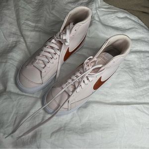 Pink and orange Nike blazer high tops